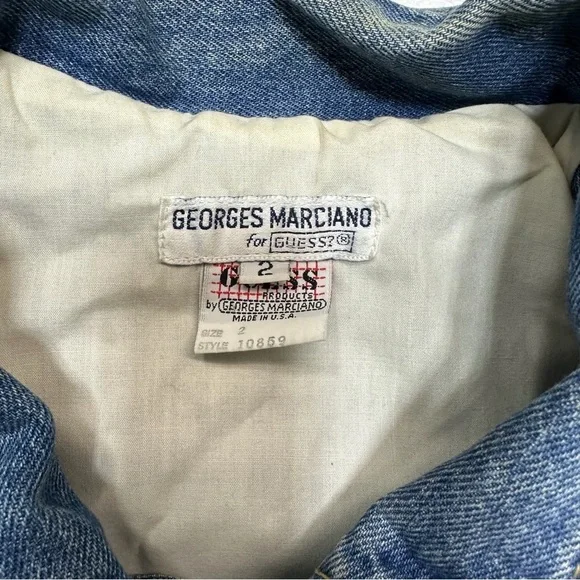 GUESS by Georges Marciano VNTG 80s/90s made in USA sz 2 Retro Cut Denim Jacket - Picture 4 of 6